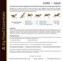 Load image into Gallery viewer, K9 Food Essentials (Core  | Adult)